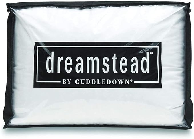 Cuddledown Dreamstead 800 Fill Power Pillow | European White Down | 100% Cotton Shell, Sateen Weave | Hypoallergenic | Handcrafted | Oeko-TEX & RDS Certified | 20" x 26" | Standard | Medium