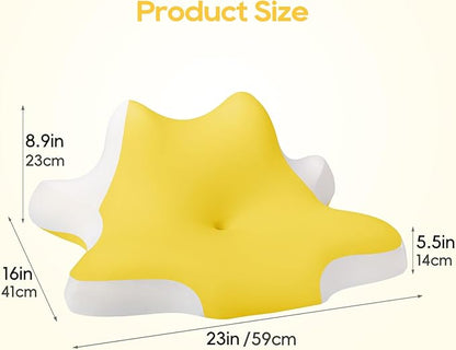 Reading Pillow for Lying, Leaning and Prone, Contour Memory Foam Pillow, Ergonomic Cervical Pillow for Neck and Shoulder Pain Relief, Bed Wedge Pillow Yellow