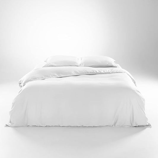 Olive + Crate Tencel Eucalyptus Cooling Duvet Cover Set - Hypoallergenic, Lyocell Tencel Duvet Cover - Soft, Temperature Regulating with Hidden Button Closure & Corner Ties - King Size [White Snow]