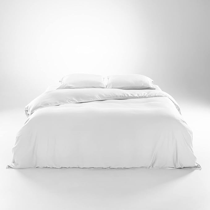 Olive + Crate Tencel Eucalyptus Cooling Duvet Cover Set - Hypoallergenic, Lyocell Tencel Duvet Cover - Soft, Temperature Regulating with Hidden Button Closure & Corner Ties - Twin XL [White Snow]