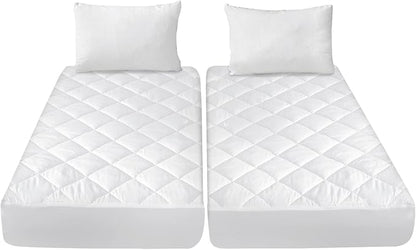 Split King Mattress Topper Protector Pad for Adjustable Bed Cover, Quilted, Breathable, Absorbent, Fitted Sheet Style, Machine Washable