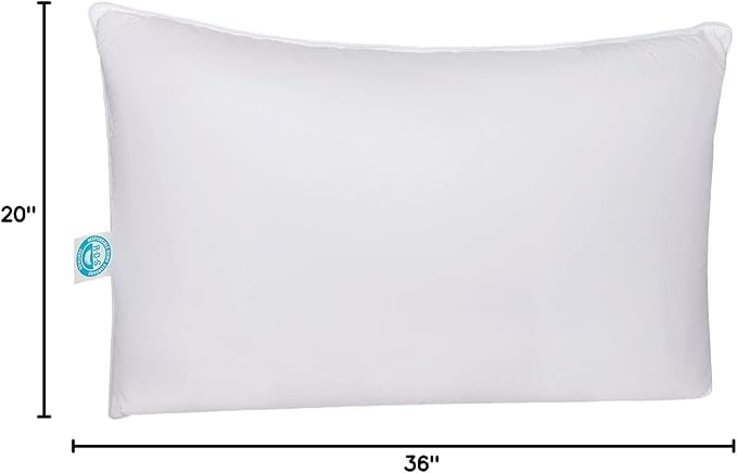 Pure Dream Firm Pillow - King Pillow Medium Support, King Size 20x36 Inch Goose Feather Down Pillows, 100% Cotton Shell, Pack of 1