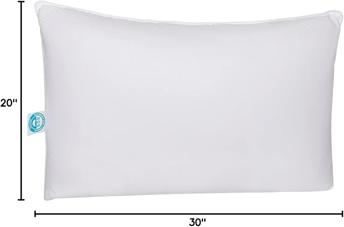 Pure Dream Firm Pillow Queen Pillow Medium Support, Queen Size 20x30 Inch Goose Feather Down Pillows, 100% Cotton Shell Pack of 1