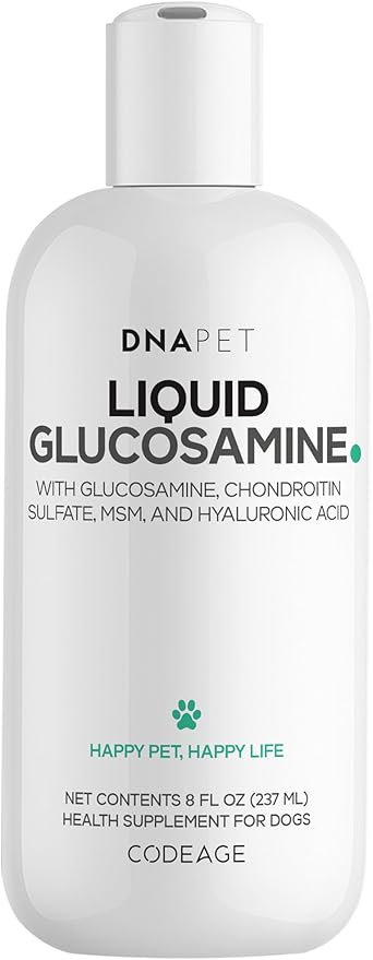 Liquid Glucosamine for Dogs - Glucosamine, Chondroitin, MSM, Hyaluronic Acid, Manganese Chelate for Pets - Liquid Dog Supplement - All Breeds - 8 fl oz