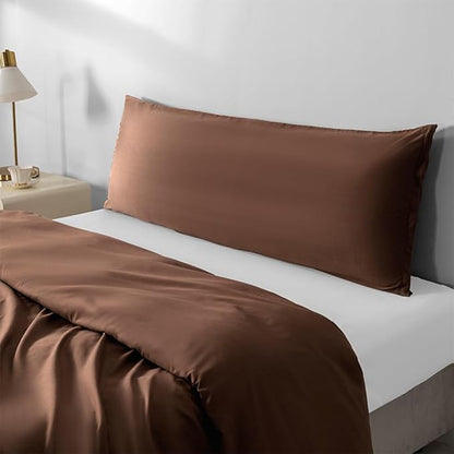 2 Pack Body Pillowcase 20 x 48 Inches Soft Comfortable Not Shrink Microfiber Body Pillow Cover, Coffee Body Pillow Cover with Hidden Zipper Closure