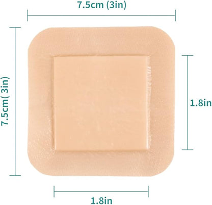 Dimora Silicone Foam Dressing with Border Adhesive 3"x3" Waterproof Wound Dressing First Aid Bandage for Wound Care 10 Pack