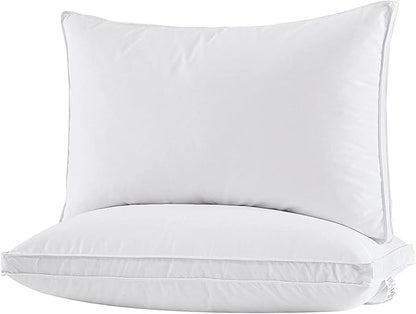 puredown® Goose Feather Down Pillows, Soft Gusseted Bed Pillows for Sleeping with 100% Cotton Shell, Set of 2, King Size