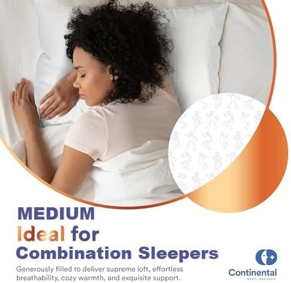 100% Siberian Goose Down Pillow - Medium Support King Size, Pack of 1 - Soft and Luxurious Siberian Down Pillow for Side & Stomach Sleepers, 800 FP, Fine Cotton Shell, USA-Made - Medium Loft