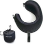 C CUSHION LAB Extra Support Travel Pillow, Award-Winning Patented Ergonomic Design for Chin & Neck Support Memory Foam Neck Pillow, Compact Airplane Pillow for Traveling, Flight, Car (Black, Medium)