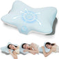 Ergonomic Cervical Pillow for Neck Support, Memory Foam Orthopedic Contour Side Sleeper Pillows with Dual Heights, Soft Bed Pillow with Breathable Pillowcase for Back, Stomach Sleepers(Blue)