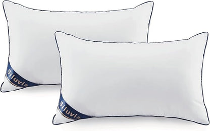 Siluvia Decorative 12x20 Pillow Inserts Set of 2 - Square Throw Pillows with 100% Cotton Cover for Sofa, Couch, and Bed - White