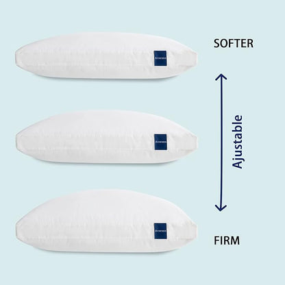 ACCURATEX Pillows Standard Size Set of 2, Hybrid Shredded Memory Foam Pillow[Adjustable Loft], Fluffy Down Alternative Fill Removable Cotton Cover, Firm Supportive Pillow for Side Back Sleepers