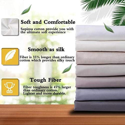 100% Supima Cotton Sheets 600 Thread Count,Bed Sheet Set King Size Sheets 4 Pieces,Soft & Silky Sateen Weave, Fits Mattress Up to 18",Deep Pocket, Breathable & Fade Resistant(Ivory,King)