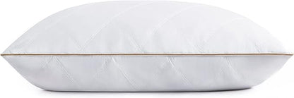 puredown® Goose Feathers and Down Pillow with Diamond Quilting with 100% Cotton Cover, Pack of 1, King Size