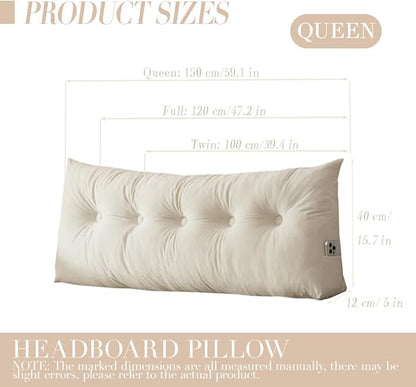 Queen Size Headboard Pillow Wedge Long Backrest Positioning Support for Daybed Wedge Bed Rest Reading Pillow with Side Pockets Bolster Cushion
