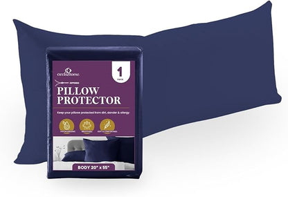 CirclesHome Pillow Protectors Single Pack Body (20 x 55) Zippered - 100% Cotton Breathable Pillowcases - Protects Pillows from Dirt, Dust and Debris (Body- Single Pack - 20x55)