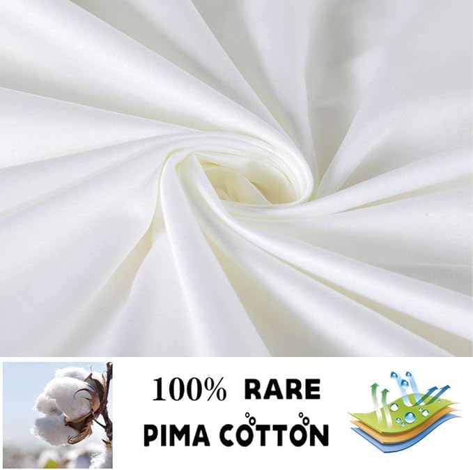 100% Supima Cotton Sheets 600 Thread Count,Bed Sheet Set Queen Size Sheets 4 Pieces,Soft & Silk Sateen Weave, Fits Mattress Up to 18",Deep Pocket, Breathable & Fade Resistant(Pure White,Queen)