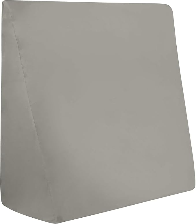 CirclesHome Wedge Pillow Cover 100% Cotton, Zippered Wedge Pillow Case Protector, Soft, Hypoallergenic & Breathable - Light Grey, (25Wx26Lx10)
