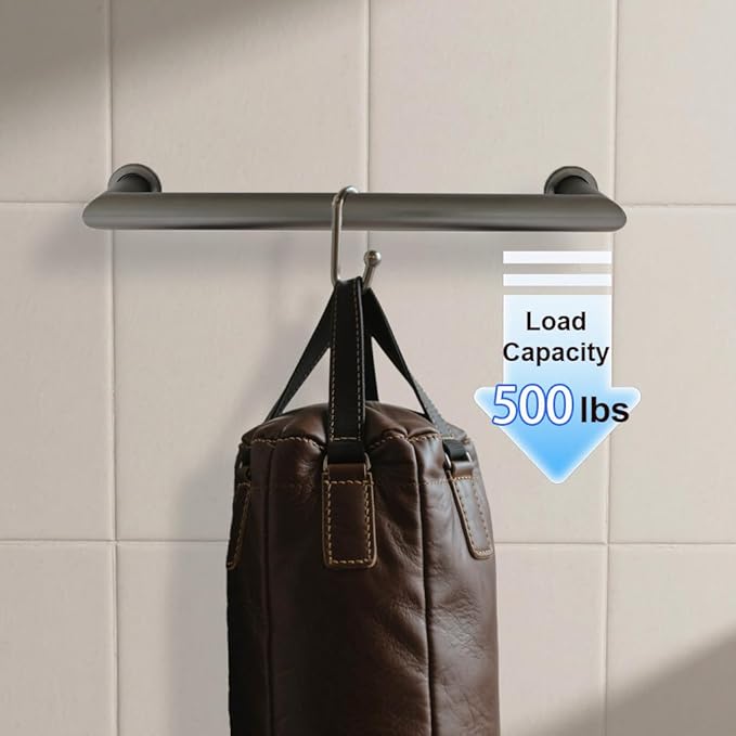 Handicap Grab Bars, Right Angle 2 Pack 18 Inch Shower Grab Bar for Seniors, 304 Stainless Steel ADA Grab Bars for Bathtubs and Showers, Safety Shower Handles for Elderly, Disabled (Matte Black)