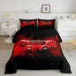 Feelyou Kids Gaming Comforter Set Queen Size Gamer Bedroom Decor for Boys Girls Teens Video Game Controller Bedding Set Youth Gaming Console Comforter Red Black with 2 Pillow Case