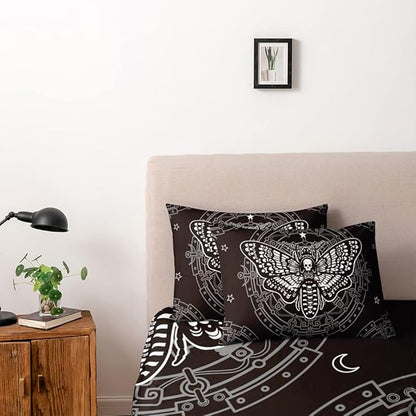 Skull Print Duvet Cover Set Twin Gothic Skull Comforter Covers Edgy Skeleton Bedding Dark Skull Bedroom Decor