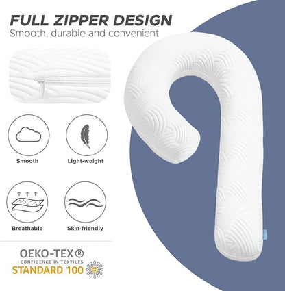 Body Pillow Cover Fabric, Long Pillow Case Breathable & Skin-Friendly, Swan Shaped - White, 1Pack (49x26 inch)