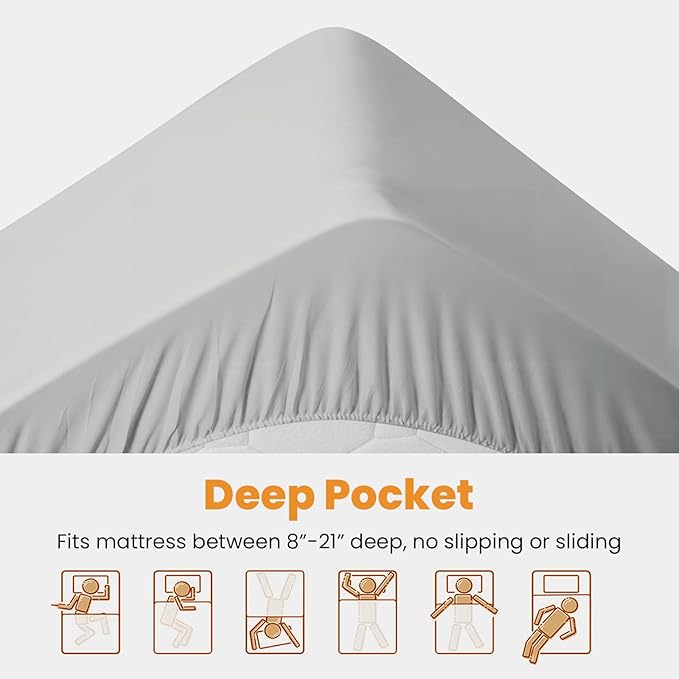 MATBEBY Twin Size Mattress Pad - Cooling Breathable Mattress Topper, Quilted Fitted Mattress Protector, Pillow Top Mattress Cover with 8-21" Deep Pocket, Machine Washable, Light Grey, 39x75 Inches