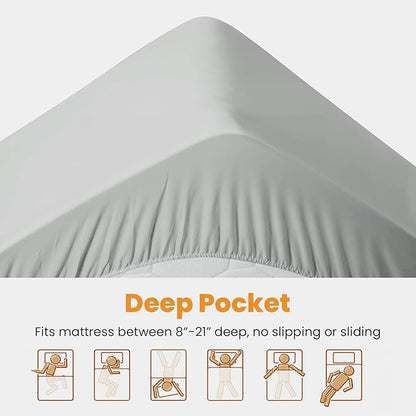 MATBEBY Twin Size Mattress Pad - Cooling Breathable Mattress Topper, Quilted Fitted Mattress Protector, Pillow Top Mattress Cover with 8-21" Deep Pocket, Machine Washable, Light Grey, 39x75 Inches