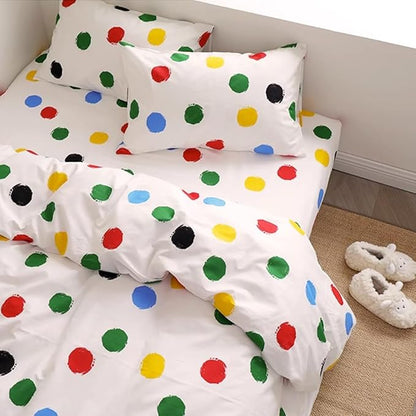 Wellboo Rainbow Polka Dot Comforter Sets Twin Women Girls Tie Dye Comforter Dots Watercolor Bedding Sets Cotton Colorful Bubbles Polka Dots Comforter Yellow Red Green and Blue Ombre Bed Quilts Soft