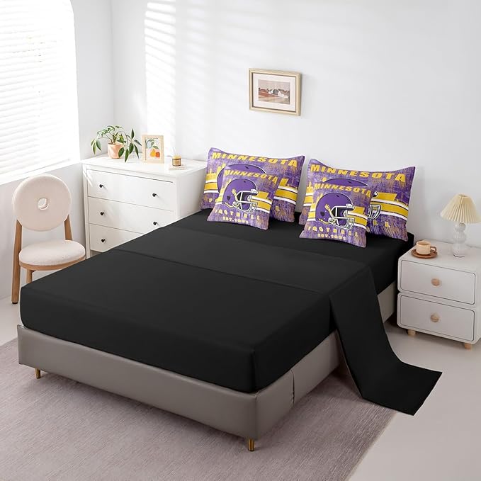 Erosebridal 7 Pieces Classic Sports Bed in A Bag Queen Football Comforter Sets with Sheets Seasonal Color Football Bedding Set for Men Women Seasonal Color City Silhouette Bed Set