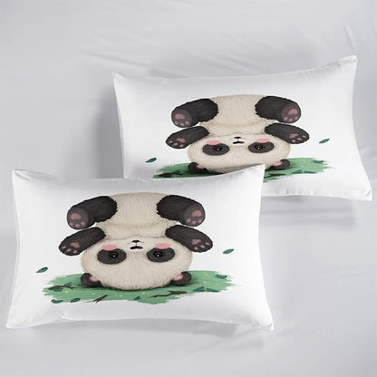 CVHOUSE Panda Bedding - Queen Size, Cute Panda Comforter & 2 Pillow Cases - 3 Piece Set