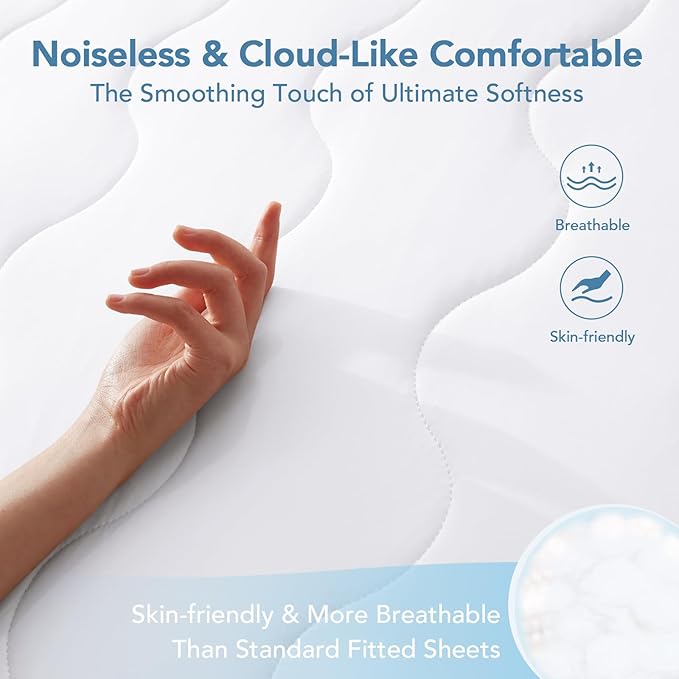 Instant Cool Full Mattress Pad for Hot Sleepers, Waterproof Cooling Mattress Topper Cover with TriSupport 3D Tech, Cloud-Like Mattress Protector Pad