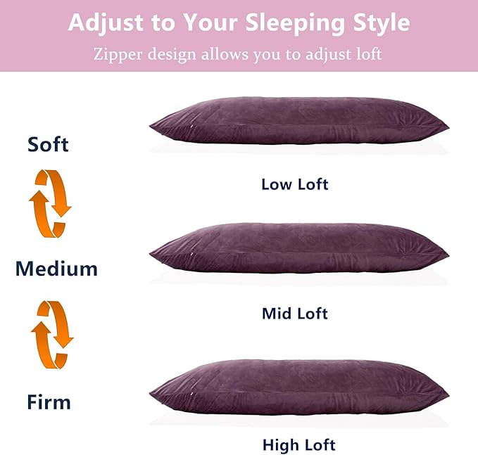 Body Pillow, Memory Foam Body Pillows for Adults Sleeping, Long Pillow for Bed, Big Large Firm Full Body Pillow for Side Sleeper, 20x54 Inch, Dark Purple
