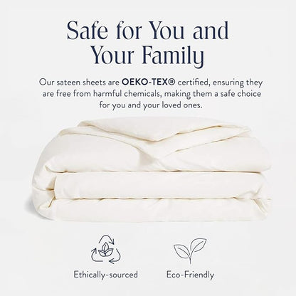 Brooklinen Luxury Sateen Duvet Cover - 100% Cotton, King/California King Size in Cream with Extra-Long Corner Ties and Button Closure - Best King/Cali King Duvet Covers