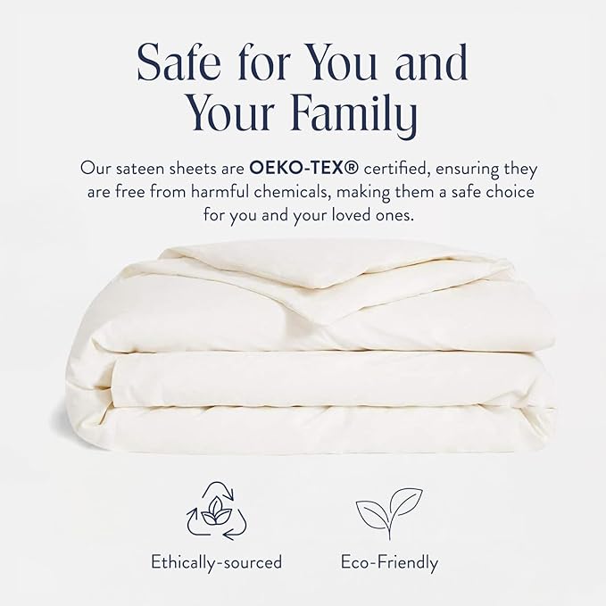 Brooklinen Luxury Sateen Duvet Cover - 100% Cotton, Twin/Twin XL Size in Cream with Extra-Long Corner Ties and Button Closure - Best Twin/Twin XL Duvet Covers
