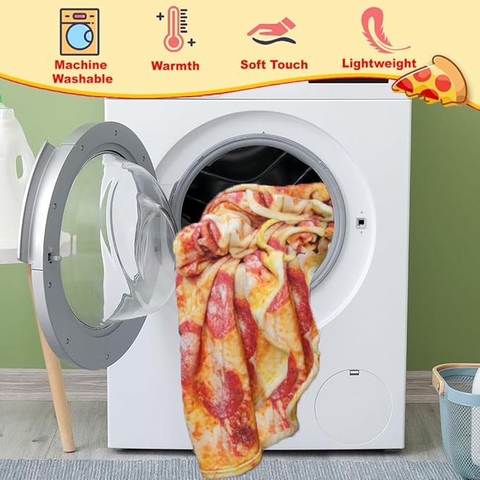 HDFK Pizza Blanket for Kids Double Sided Adult Size Red Pepperoni Realistic Food Fleece Cheese Fluffy Throw Blankets Flannel Funny Novelty Present 60 inches Round Lightweight White Elephant Christmas