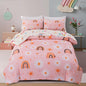 Holawakaka Boho Rainbow Daisy Twin Comforter Set with Sheets, 5-Piece Bohemian Sun Flower Bedding Set for Girls & Women - Super Soft Microfiber Kids Teen-Girls Orange Reversible Bed-in-a-Bag