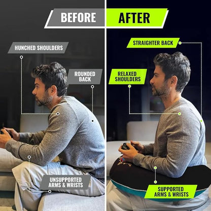 Legendary Gaming Pillow | Ergonomic Arm Rest Pillow for Long Gaming Sessions | Gaming Lap Pillow Provides Wrist & Elbow Support | Suede Gamer Pillow Comes with a Washable Cover, (Fenrir)