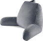 Reading Pillow for Sitting in Bed Adult, Reading Pillow with Shredded Memory Foam, Bed Pillow with Washable Cover, Back Pillow Sitting Up with Extend Arms, LightGrey, Large