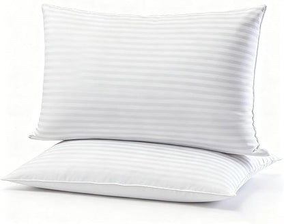 Flat Ultra Thin Bed Pillows Queen Size Pillow Set of 2 Extra Soft Down Alternative for Stomach Side Back Sleeper Hotel Collection 20x30inches