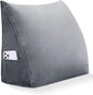Wedge Headboard Reading Pillow for Bed Velvet Triangular Backrest Bolster Pillow for Sitting Up Daybed Cushion Lumbar Body Support Positioning for Headboard, Couch, Dorm, Grey