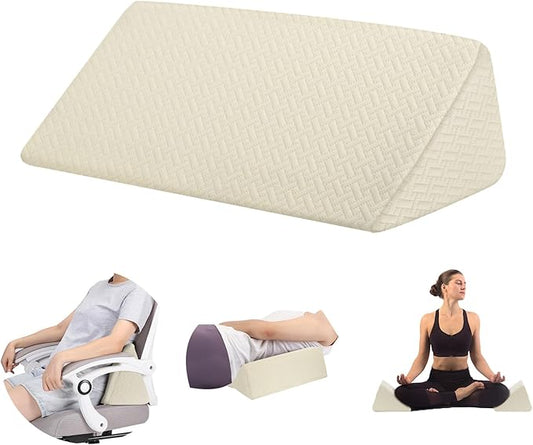 Small Wedge Pillow, Small Wedge Pillow for Sleeping, Foam Wedge for Yoga, Laptop, Memory Foam Positioning, Foam Pillow for Chair, Provide Support and Relieve Fatigue(Apricot-17.7")