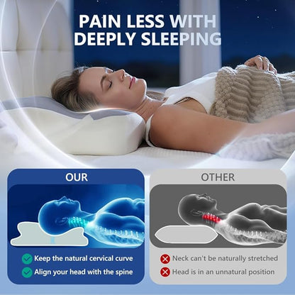 Cervical Neck Pillow for Neck Pain Relief and Sleeping, Memory Foam Pillow with Breathable Pillowcase, Ergonomic Contour Neck Support Pillow for Side, Back, Stomach Sleepers