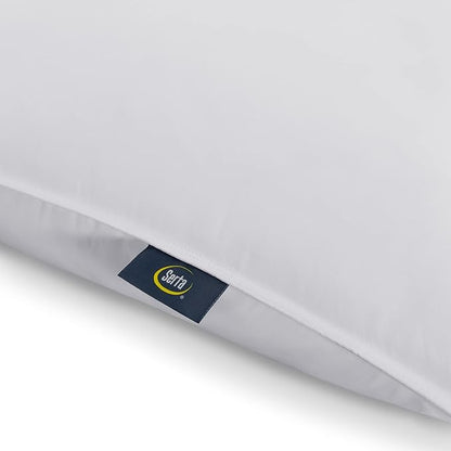 Serta Down Illusion Soft Hypoallergenic Medium/Firm Bed Pillows for Side, Stomach or Back Sleepers (2 Pack), Queen, White