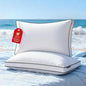 Feather Down Pillows Standard Size Set of 2 Pack, Luxury Hotel Collection Bed Pillow, Soft Medium Firm Feathers Pillow For Sleeping, Down Surrounded Gusseted Pillows for Side Back Stomach Sleepers