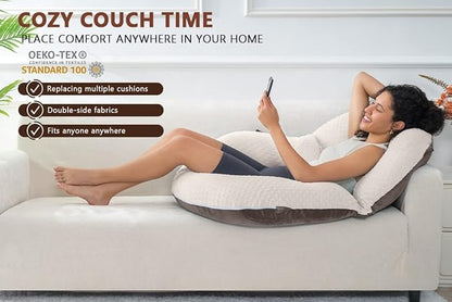INSEN Reading Pillow, Back Pillow for Sitting in Bed and Couch, Gaming Pillow for Adults, Sit Up Support for Bed, Brown Bubble Velvet