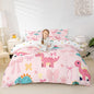 Cute Dino Bedding Sets Toddler Size,Kawaii Bowknot Heart Princess Style Reversible Duvet Cover 2Pcs for Kids Bedroom,Pink Dinosaur Bow Tie Cartoon Animal Quilt Cover,1 Pillowcase (No Comforter)
