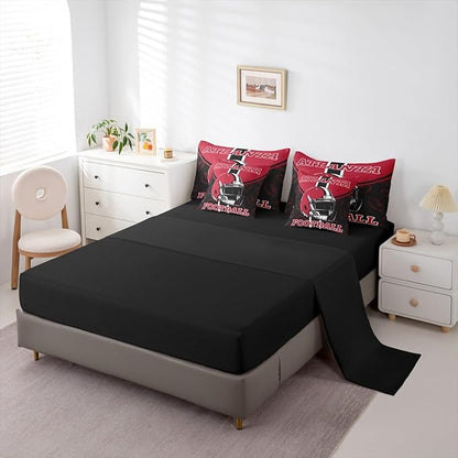 Feelyou Football Comforter Set with Sheets 7 Piece Full Size Ball Games Bedding Set for Kids Boys Girls Rugby Bed in a Bag City of Footballs Room Decor Rugby Sports Soft Lightweight