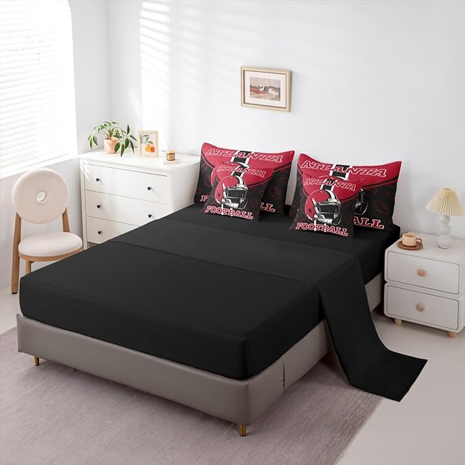 Feelyou Football Comforter Set with Sheets 7 Piece King Size Ball Games Bedding Set for Kids Boys Girls Rugby Bed in a Bag City of Footballs Room Decor Rugby Sports Soft Lightweight