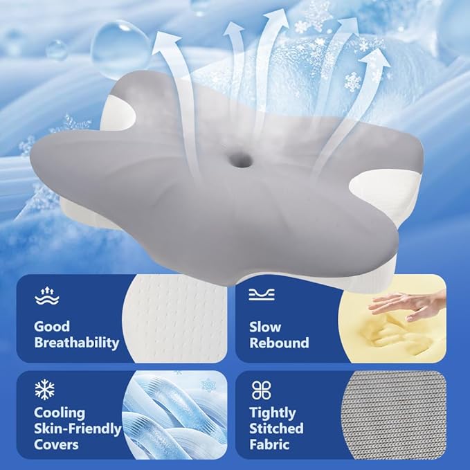 Cervical Neck Pillow for Neck Pain Relief and Sleeping, Memory Foam Pillow with Breathable Pillowcase, Ergonomic Contour Neck Support Pillow for Side, Back, Stomach Sleepers